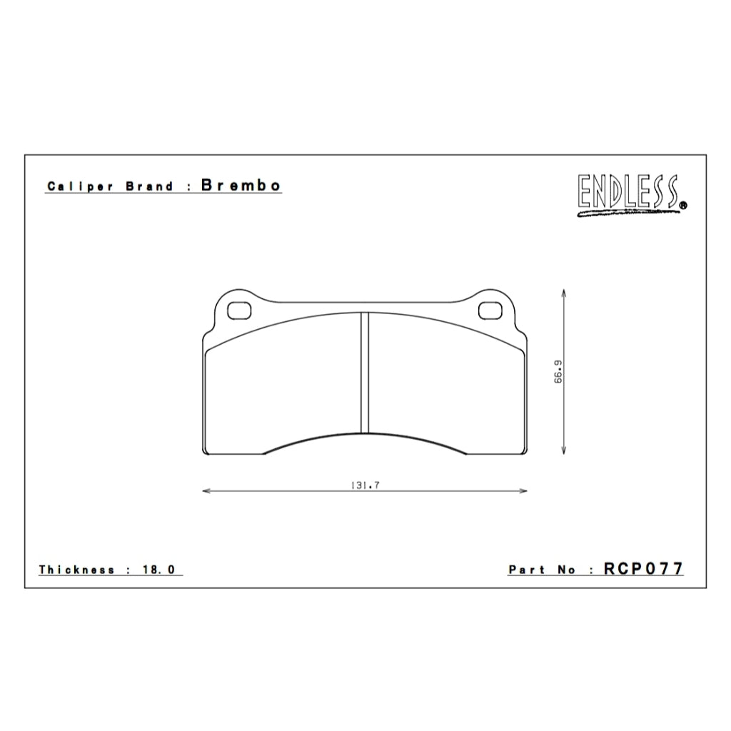 适用于 BREMBO GT4 / M4 的 ENDLESS CC-RG RCP077 刹车片